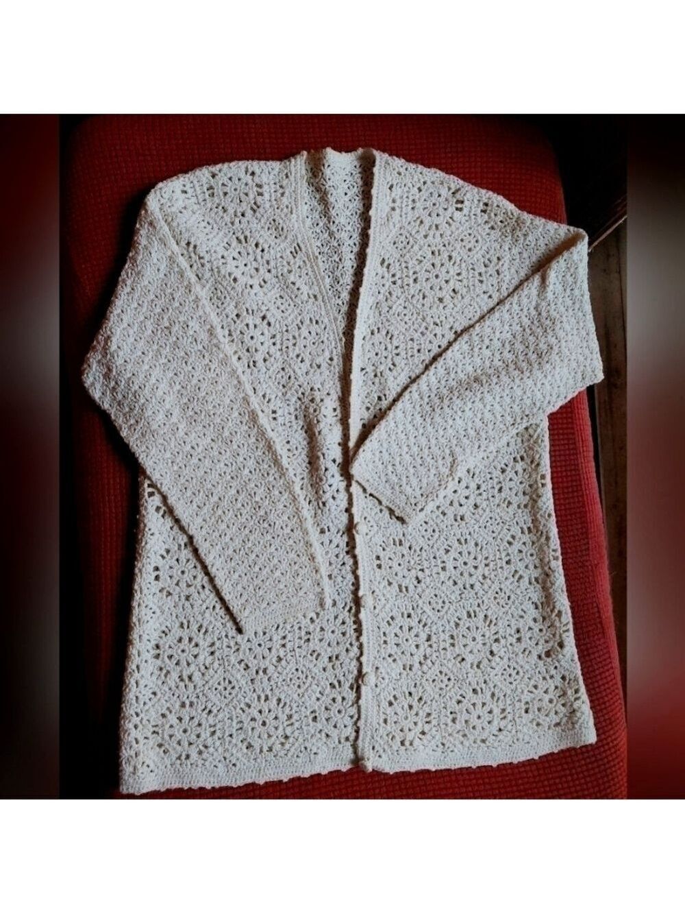 Vintage* Handmade Off White Knitted Cardigan